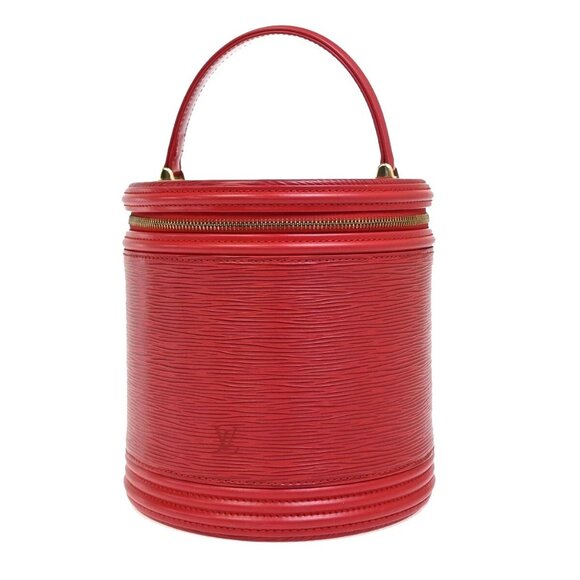 LOUIS VUITTON LV Logo Cannes Hand Vanity Bag Epi Leather Red M48037